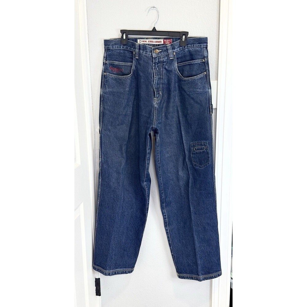 Vintage Pepe Jeans PJL Industries 36x33 Baggy Carpenter Y2K Skater Jeans Blue